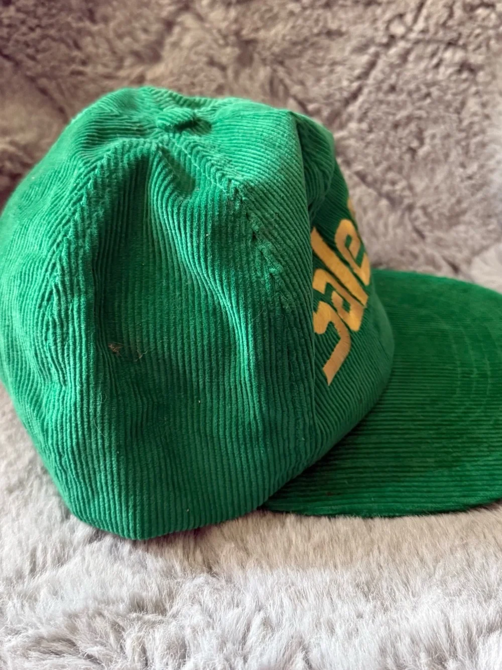 Vintage Gold Medal Salem Embroidered Green Corduroy Snap Back Hat